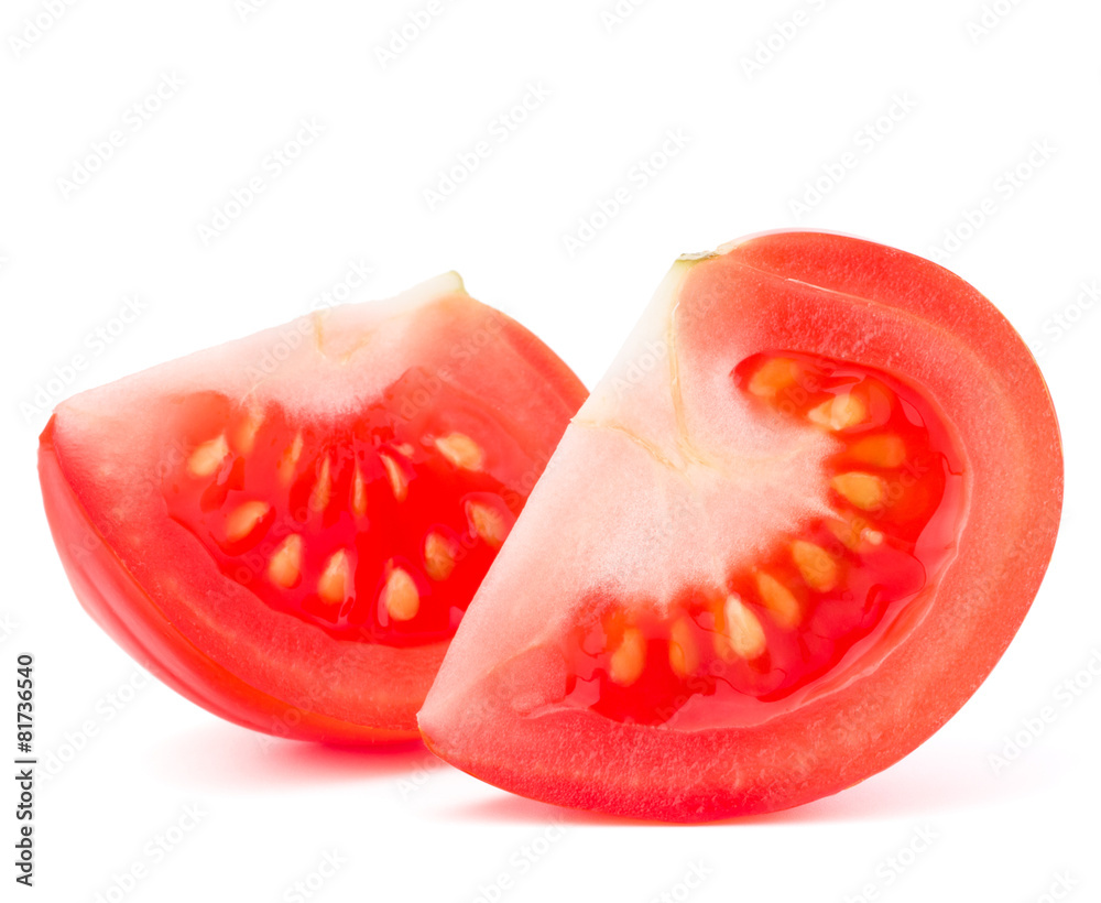 Tomato vegetable slices isolated on white background cutout Tomato vegetable slices isolated on white background cutout