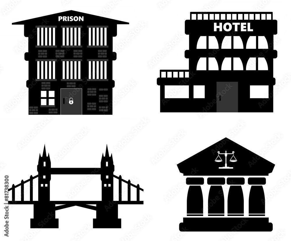 Obraz premium Bâtiments en 4 icônes