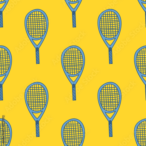 Seamless pattern with hand drawn tennis racket