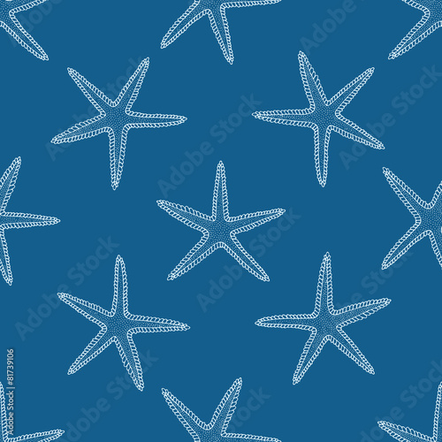 Abstract seamless pattern with hand drawn seashells