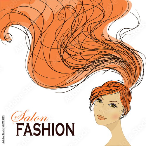 Fashion Woman with Long Hair. Vector Illustration