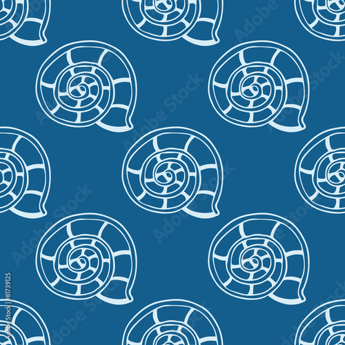 Abstract seamless pattern with hand drawn seashells