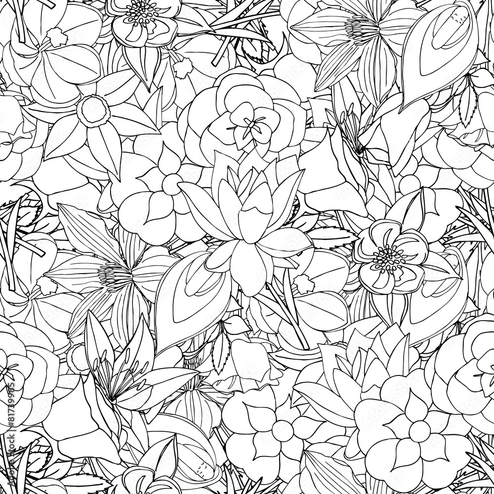 Floral seamless pattern background with leaves. Floral seamless pattern background with leaves.