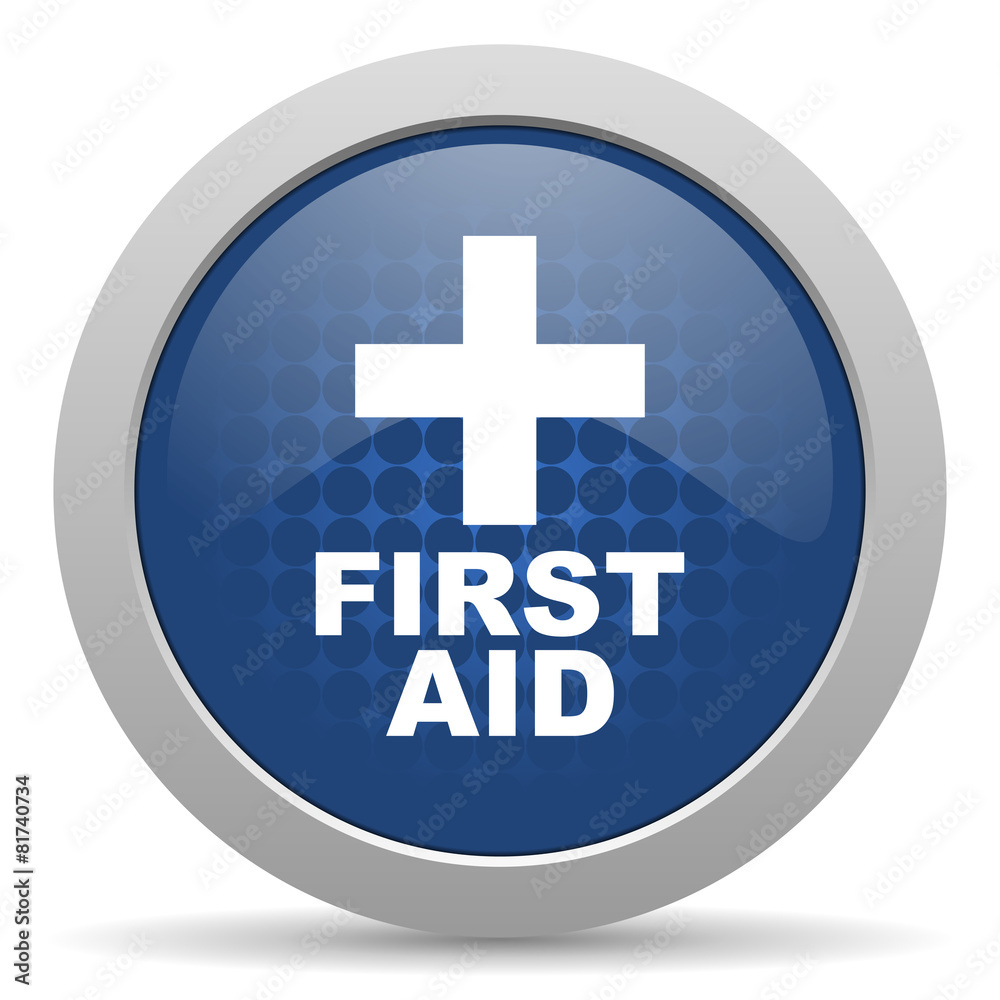 first aid blue glossy web icon