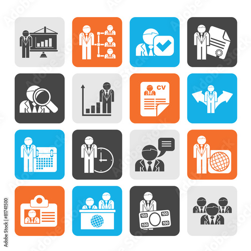 Silhouette Human resource and employment icons photo