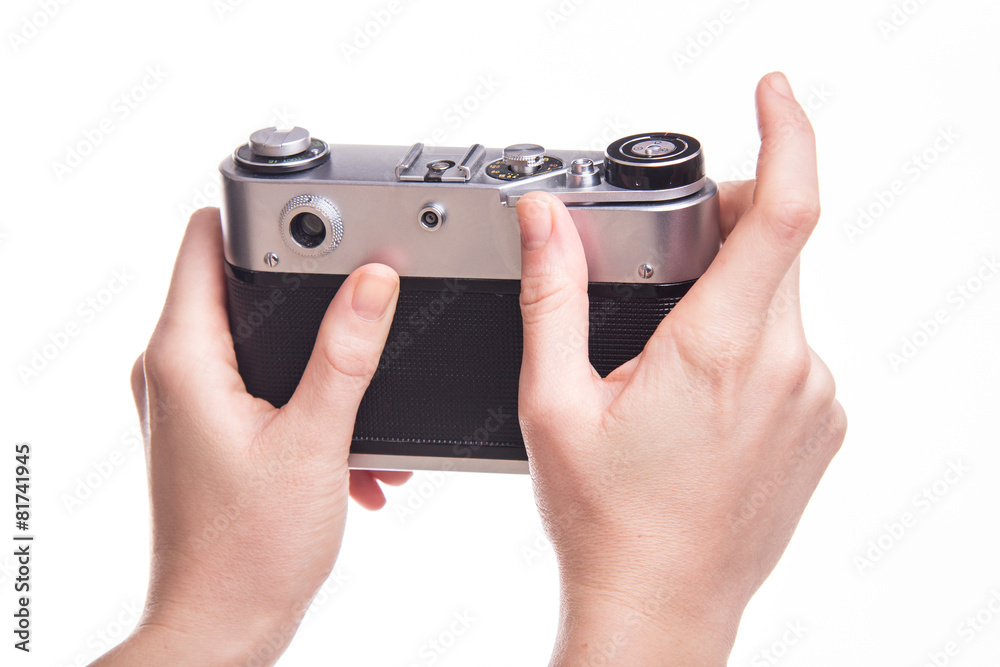 Taking photos using 35mm classic camera Taking photos using 35mm classic camera