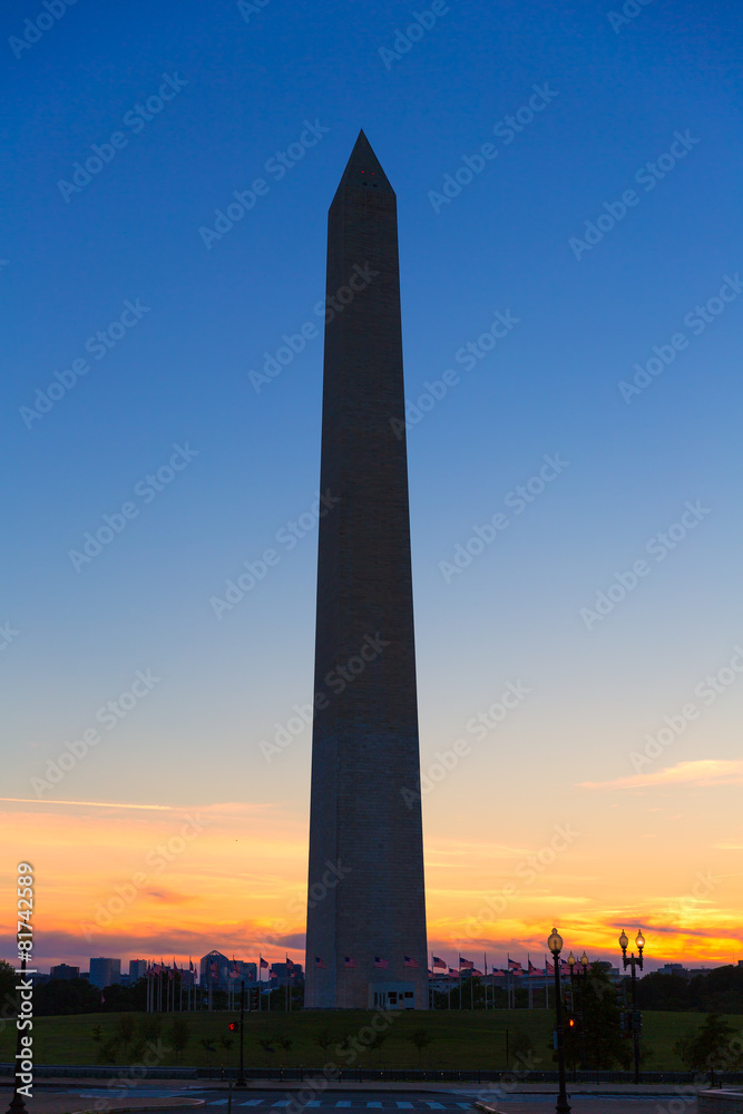 Washington Monument sunset in DC USA