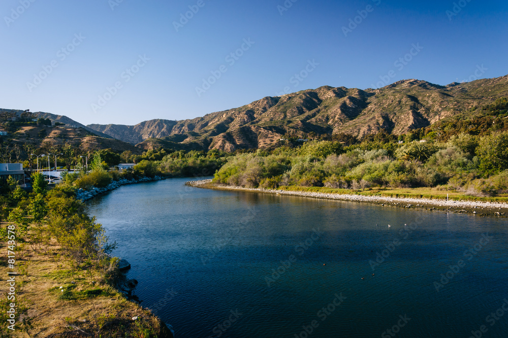 Malibu Creek, seen from Pacific Coast Highway, in Malibu, Califo