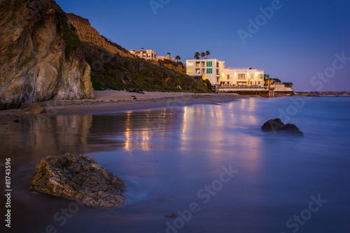 Modern house on the beach at night, seen from El Matador State B