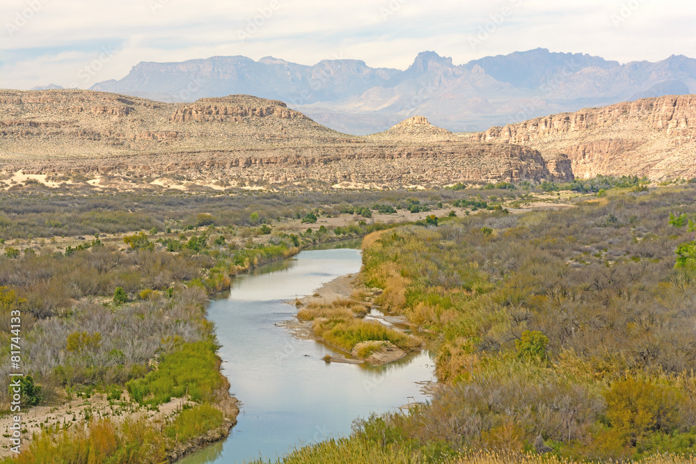 Meandering River Through a Desert Canyon