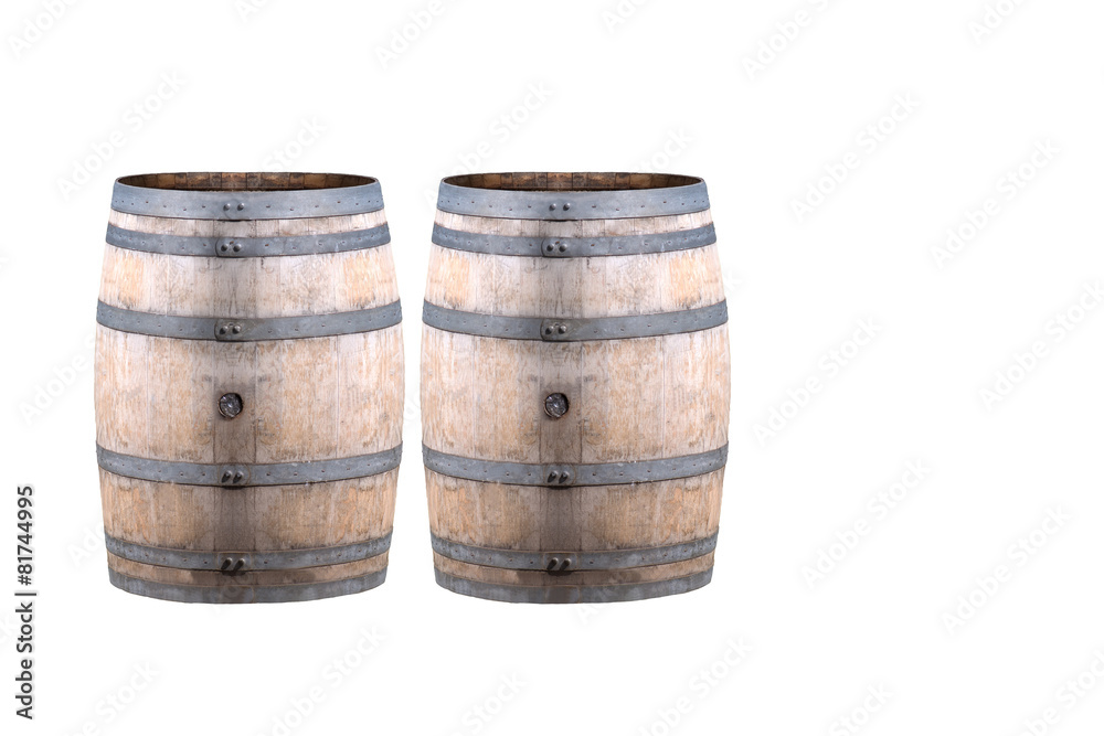 Fototapeta premium Old Wine Barrel Isolated on White Background