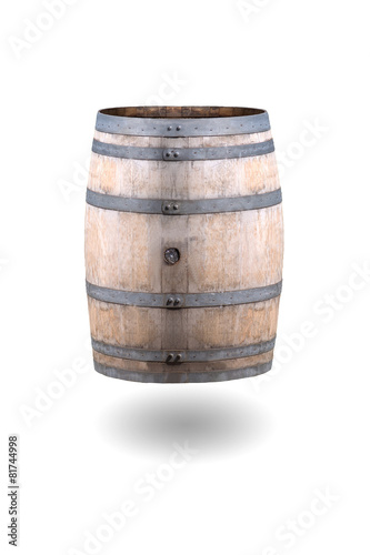 Old Wine Barrel Isolated on White Background