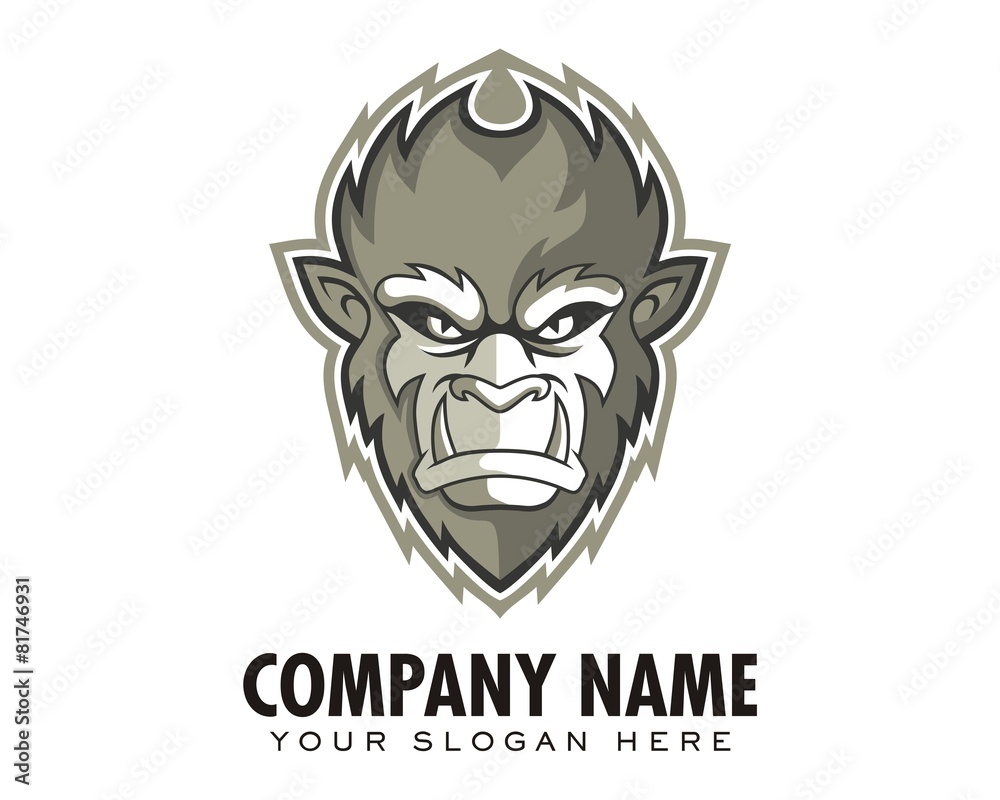 beast monkey head logo character beast monkey head logo character