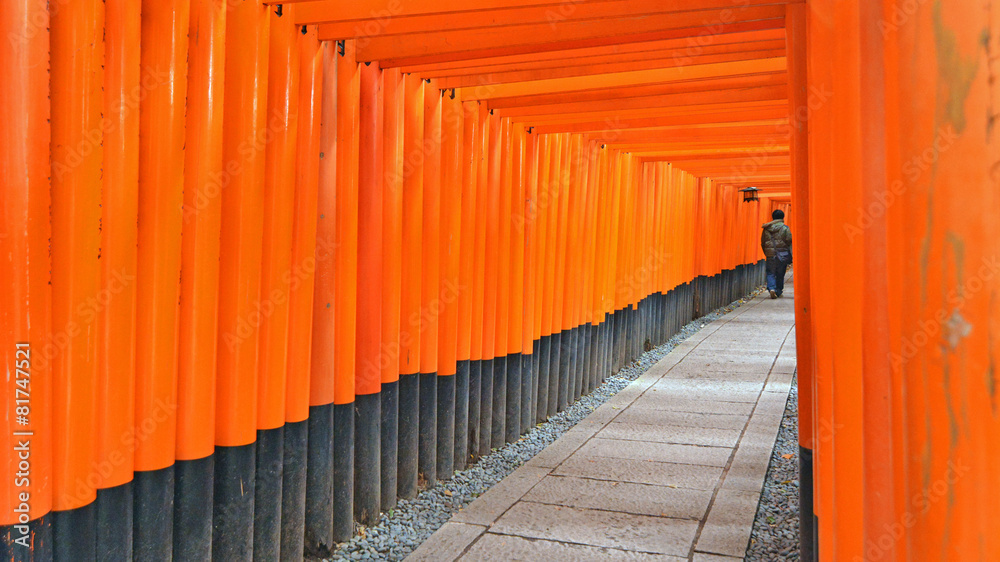 Fototapeta premium 千本鳥居と参拝客