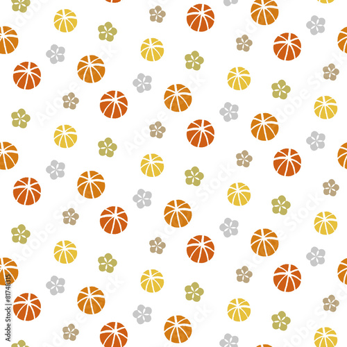 Seamless pattern of colorful balls and flowers