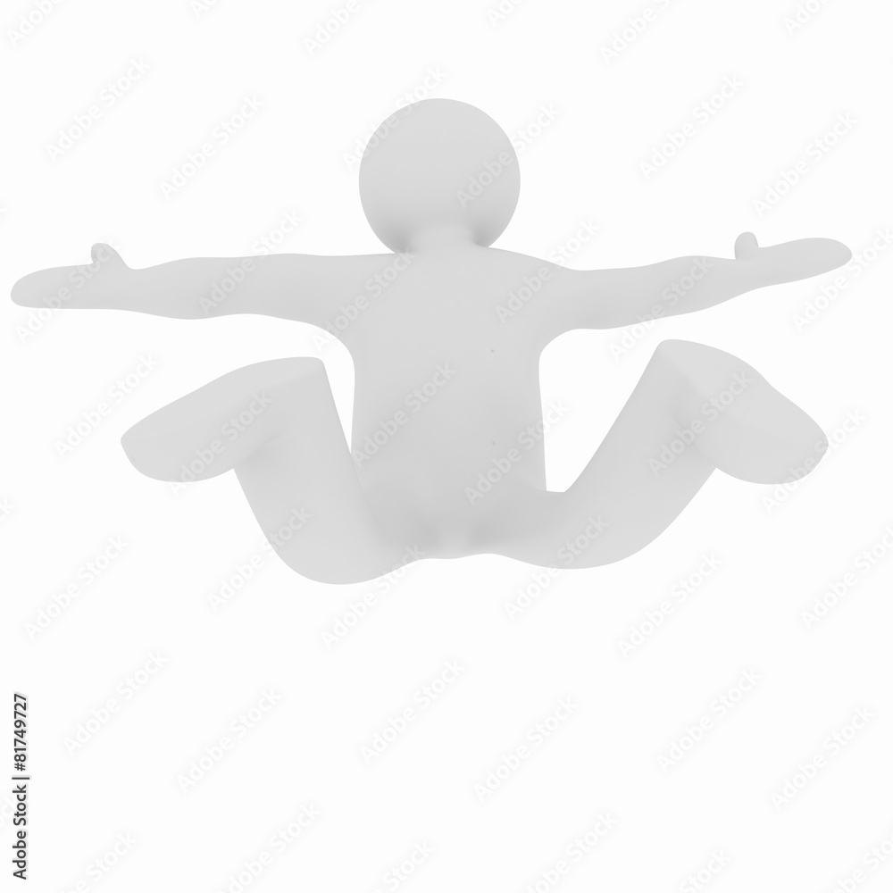 Flying 3d man on white background Flying 3d man on white background