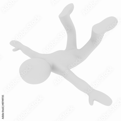 Flying 3d man on white background