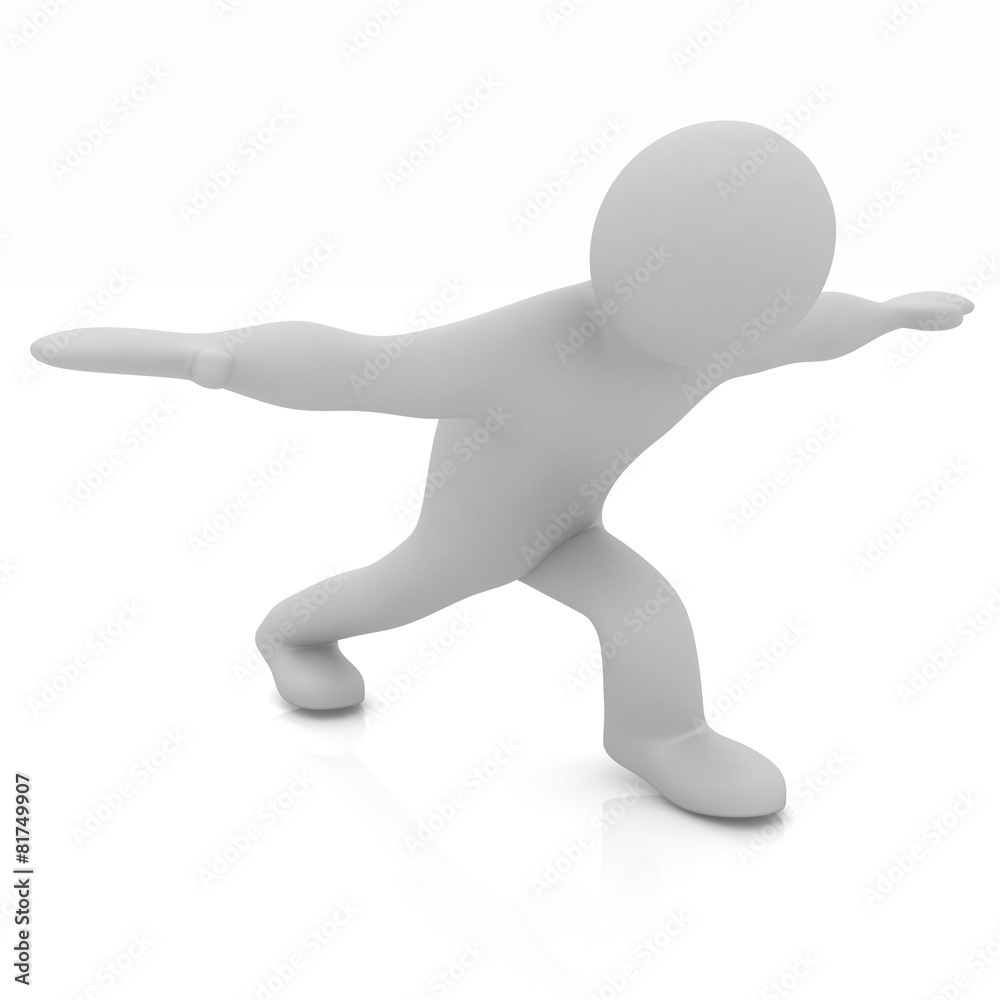3d man isolated on white. Series: morning exercises - flexibilit 3d man isolated on white. Series: morning exercises - flexibilit
