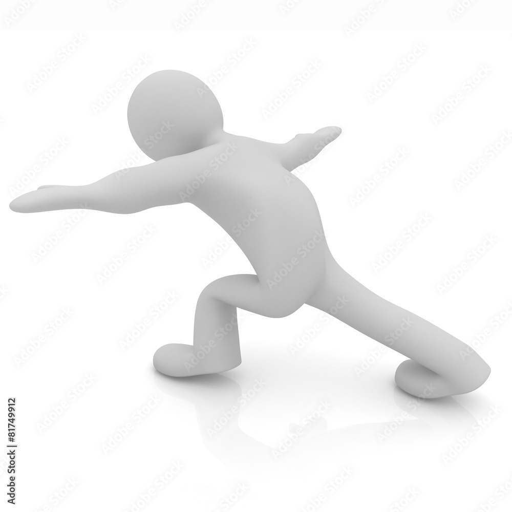 3d man isolated on white. Series: morning exercises - flexibilit 3d man isolated on white. Series: morning exercises - flexibilit