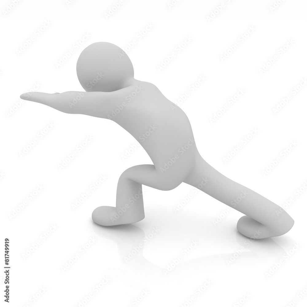 3d man isolated on white. Series: morning exercises - flexibilit 3d man isolated on white. Series: morning exercises - flexibilit