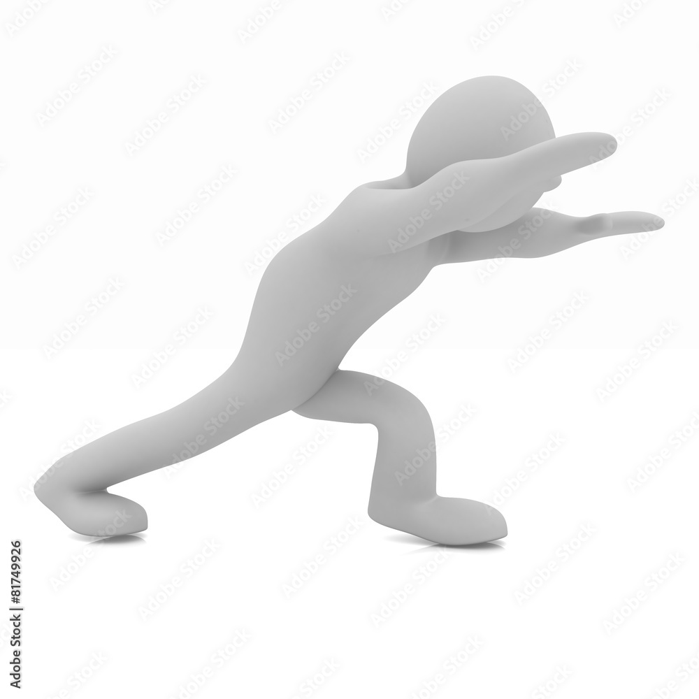 3d man isolated on white. Series: morning exercises - flexibilit 3d man isolated on white. Series: morning exercises - flexibilit