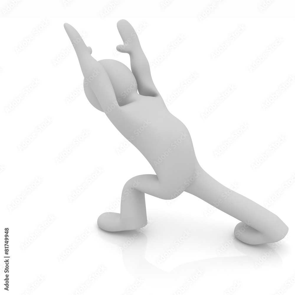 3d man isolated on white. Series: morning exercises - flexibilit