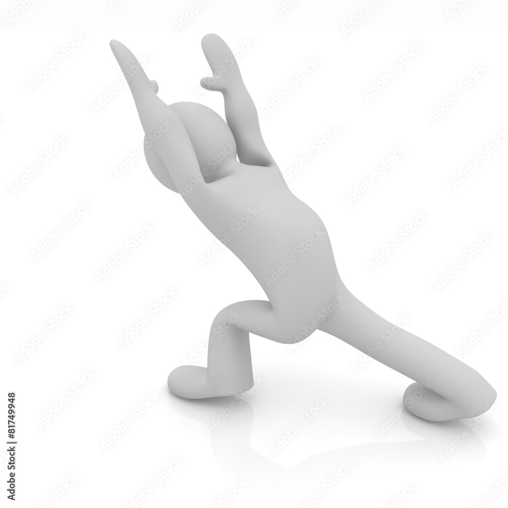 3d man isolated on white. Series: morning exercises - flexibilit 3d man isolated on white. Series: morning exercises - flexibilit