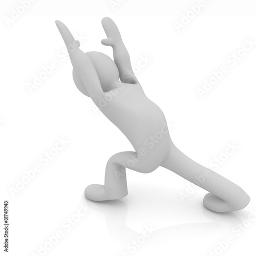 3d man isolated on white. Series  morning exercises - flexibilit