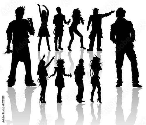 Dancing and Singing People's Silhouettes
