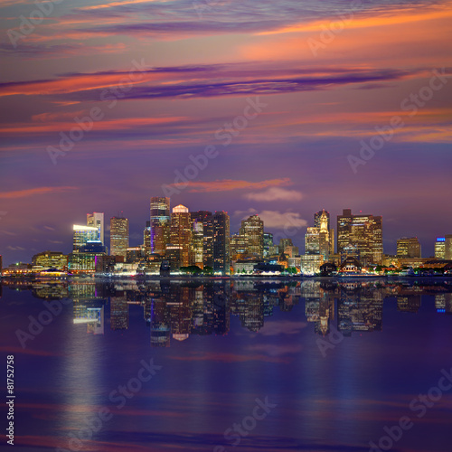 Boston skyline at sunset and river in Massachusetts © lunamarina
