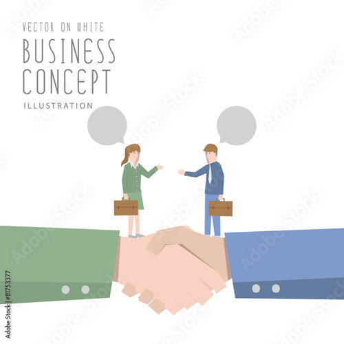 Businessman and Businesswoman talking and agreement business fla