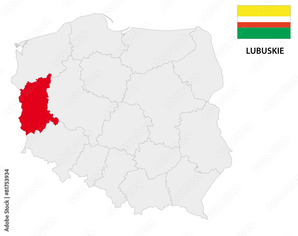 Obraz premium lubusz province map with flag