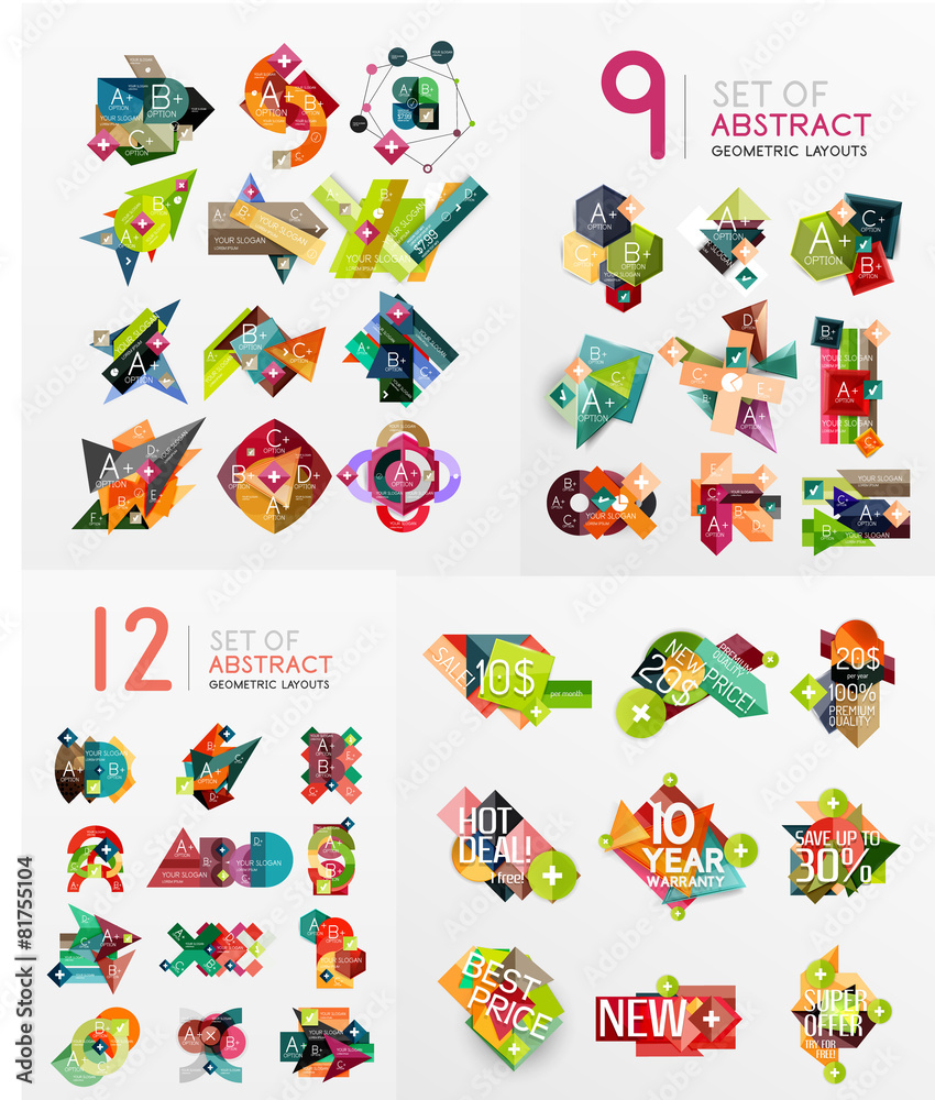 Colorful abstract geometric layouts, mega collection