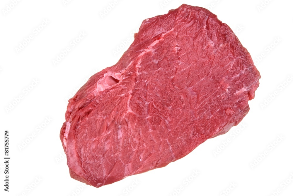 Fototapeta premium Single Fresh Beef Steak Isolated On White Background