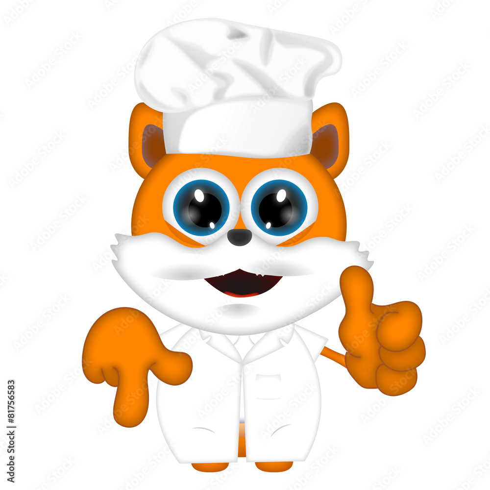 Fototapeta premium Marvin cat kitty animal cook cooking chef hat food