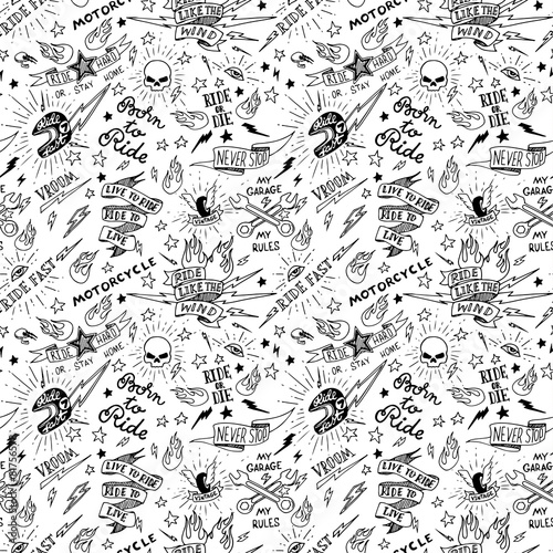 Traditional tattoo biker pattern