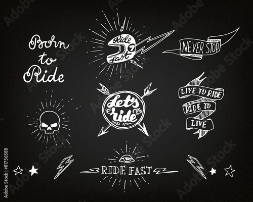 Traditional tattoo biker set