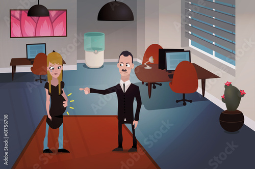 Office people: Pregnant woman being fired