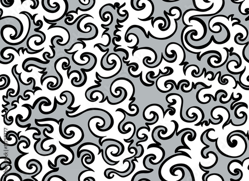 Abstract vector seamless pattern with curling lines
