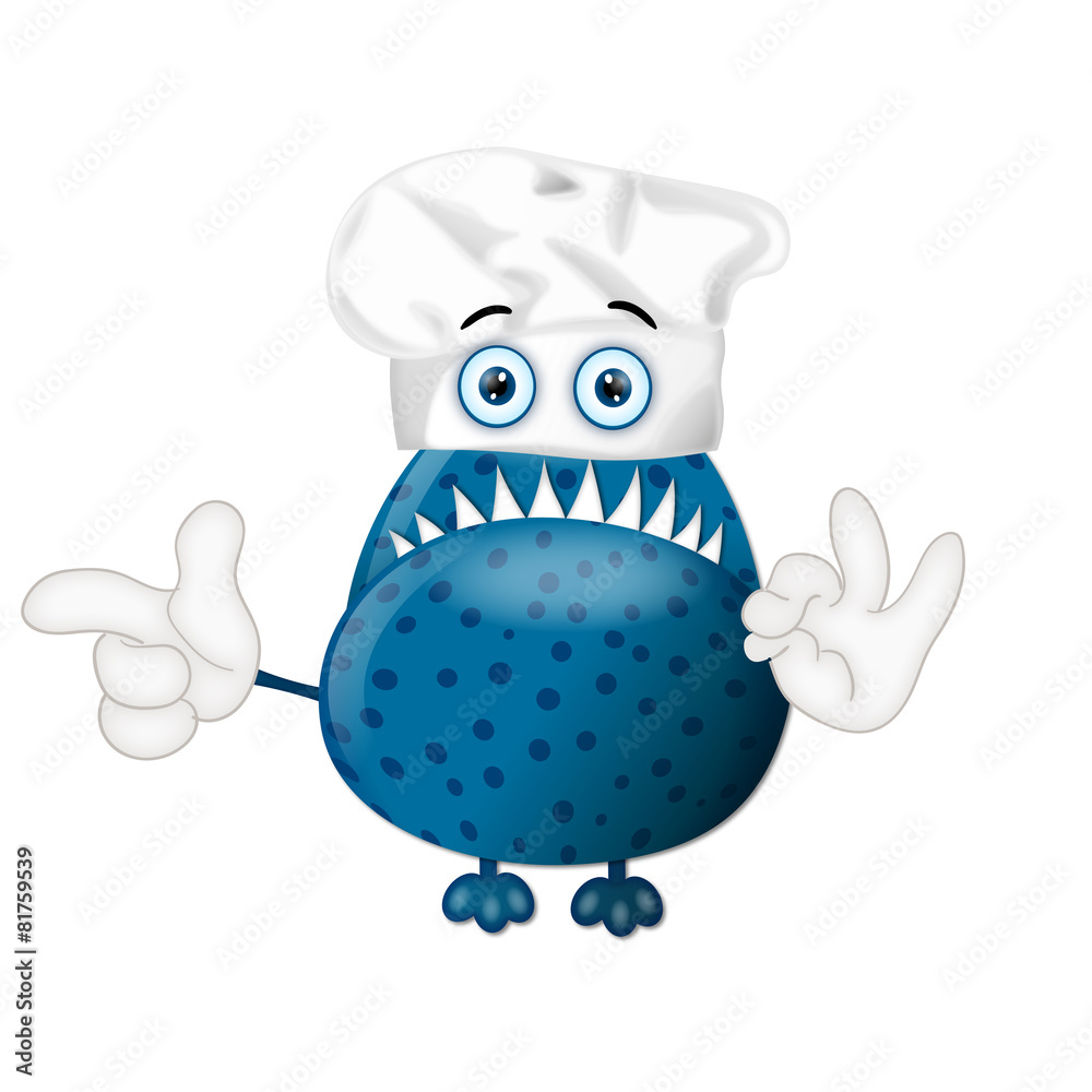 Funny monster cook cooking chef hat cartoon illustration childre Funny monster cook cooking chef hat cartoon illustration childre