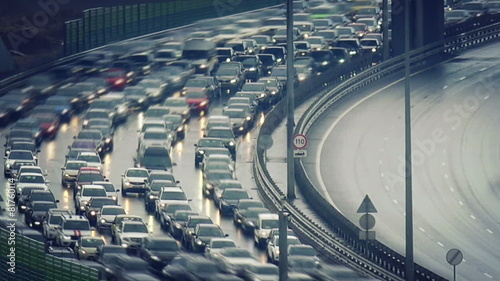 Time lapse of traffic jam on a highway