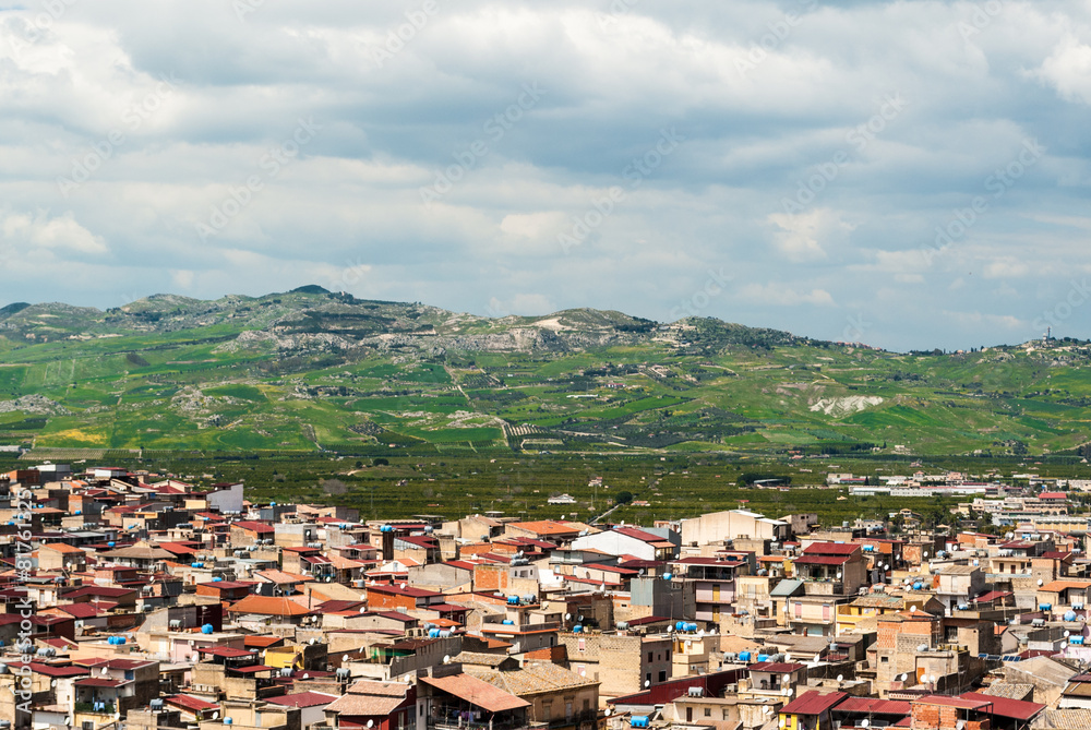 Panoramic view of Palagonia, a rural town in Sicily