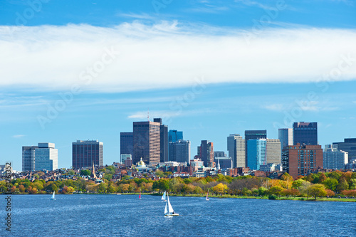 Boston and Charles river view from Harvard Bridge photo