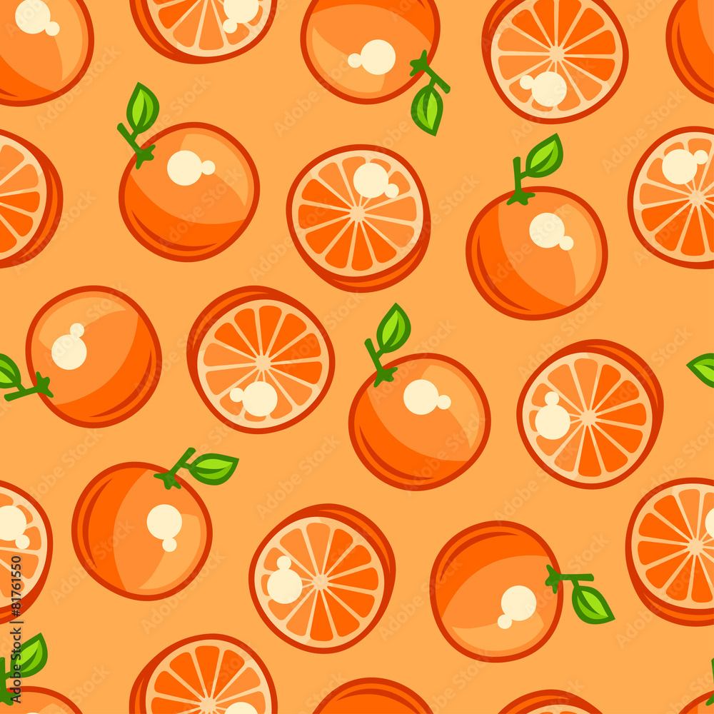 Seamless pattern with stylized fresh ripe oranges Seamless pattern with stylized fresh ripe oranges