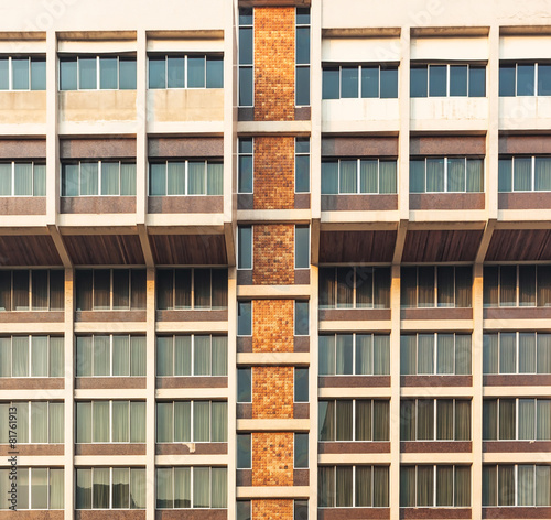 architecture build and windows with old white cement border