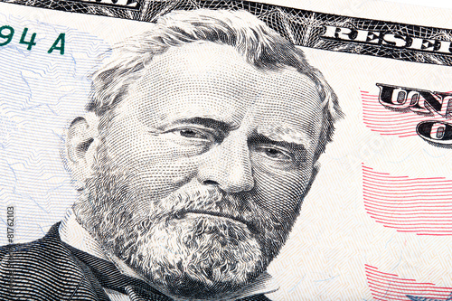 President Ulysses S. Grant from fifty dollar bill. Stacked photo photo