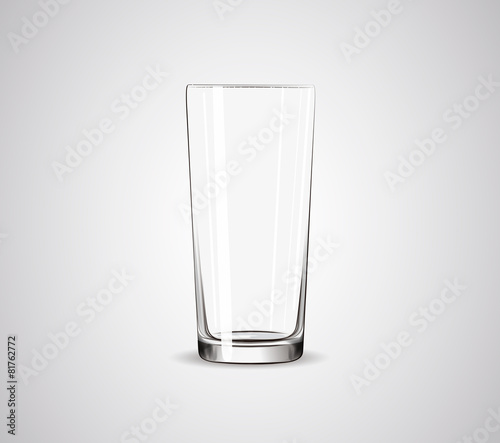 Empty big crustal glass. Transparent drinking glass.