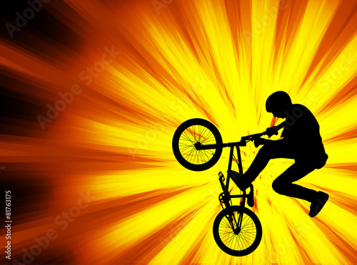 bmx bicyclist on the abstract background - vector