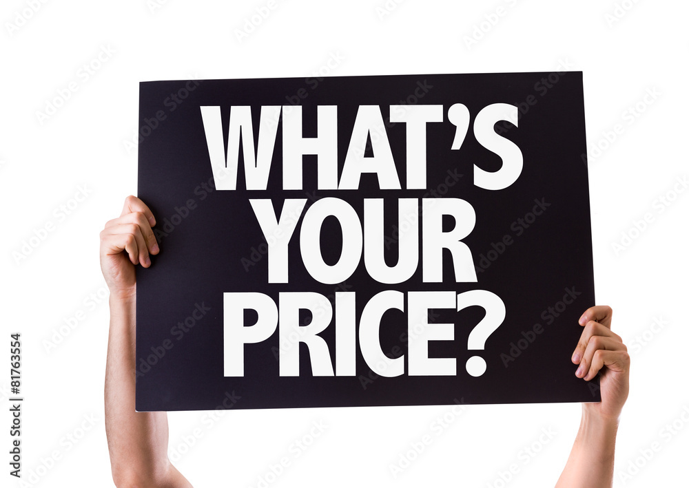 Whats Your Price? card isolated on white Whats Your Price? card isolated on white