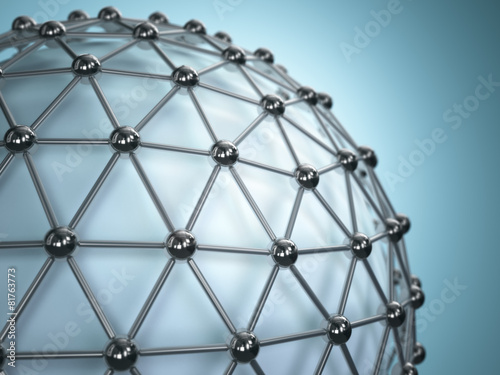 Lattice sphere. Concept of molecule. Abstract background.